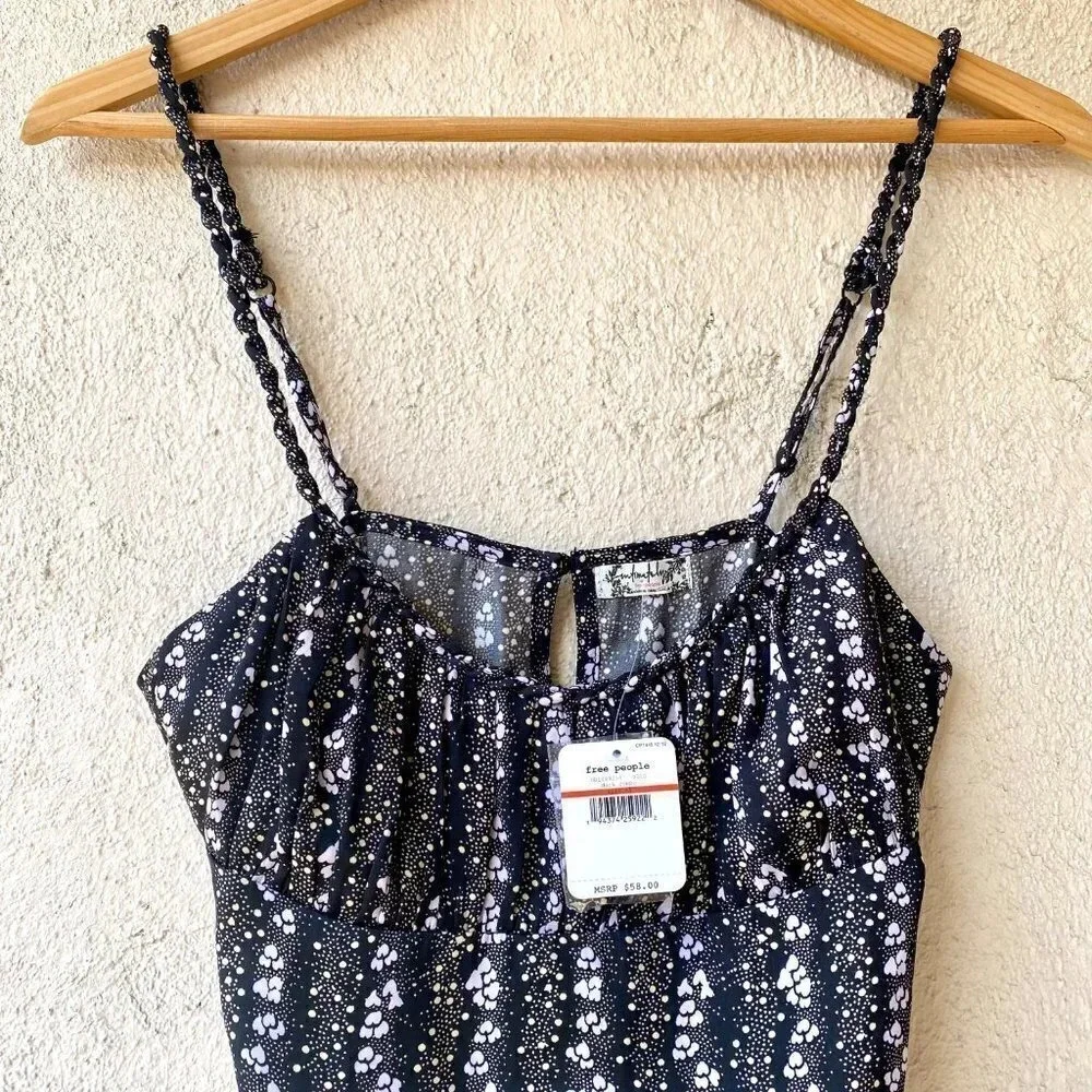 NWT Free People Intimately Donna Black Cami Tank Top X-Small